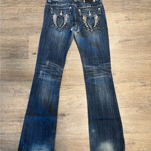 Miss Me Women's Blue Embellished boot cut jeans 26